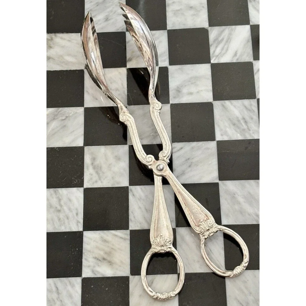 Gotham Heritage Vintage Silver Plated Serving Tongs Made In Italy 10”